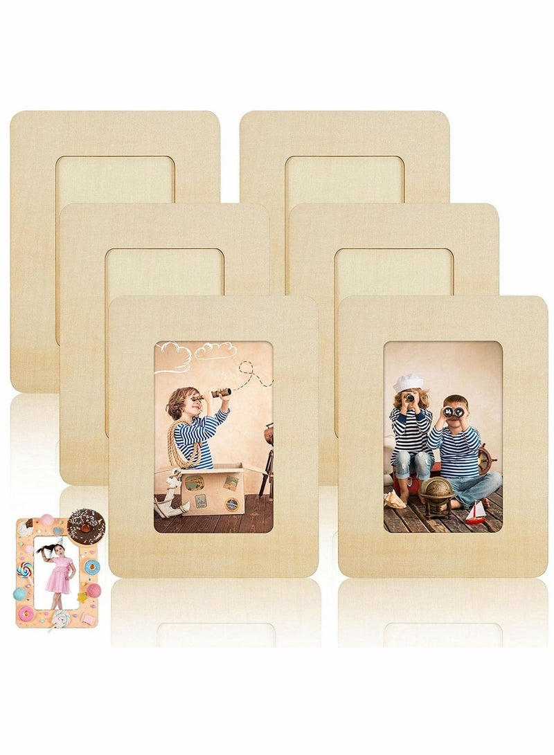 Captaintech DIY Wood Picture Frames Unfinished Solid Wood Photo Picture Frames Christmas Wooden Photo Frames for Crafts Wood Crafts for Kids Adults Arts and Crafts DIY Painting Projects 7.9 x 5.9 Inch (6) - Image 1