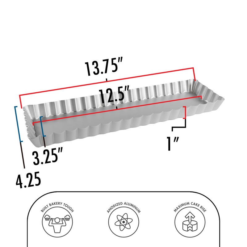 Fat Daddio's PFT-1375 Rectangle Fluted Tart Pan, 13.75 x 4.25 Inch - Image 3