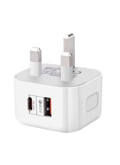 Generic 3X Faster Charger for Saudi Heat - Dual Port 20W/18W Phone Adapter, iPhone & Samsung Safe Charging in 45℃, Compact Design (White)  - Image 1