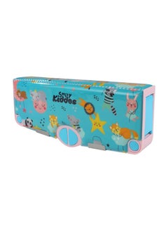 SMILY KIDDOS Smily Kiddos Multi Functional Pop Out Pencil Box for Kids Stationery for Children | 24.5 x 4 x 10cm | - Rainbow Animals - Teal Blue  - Image 4