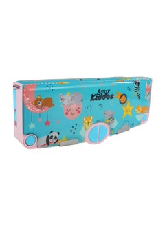 SMILY KIDDOS Smily Kiddos Multi Functional Pop Out Pencil Box for Kids Stationery for Children | 24.5 x 4 x 10cm | - Rainbow Animals - Teal Blue  - Image 3