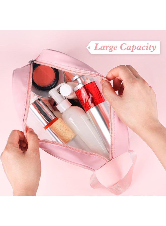 4-in-1 Pink Cosmetic Travel Bag Set with Large Capacity, Transparent Design - Image 2