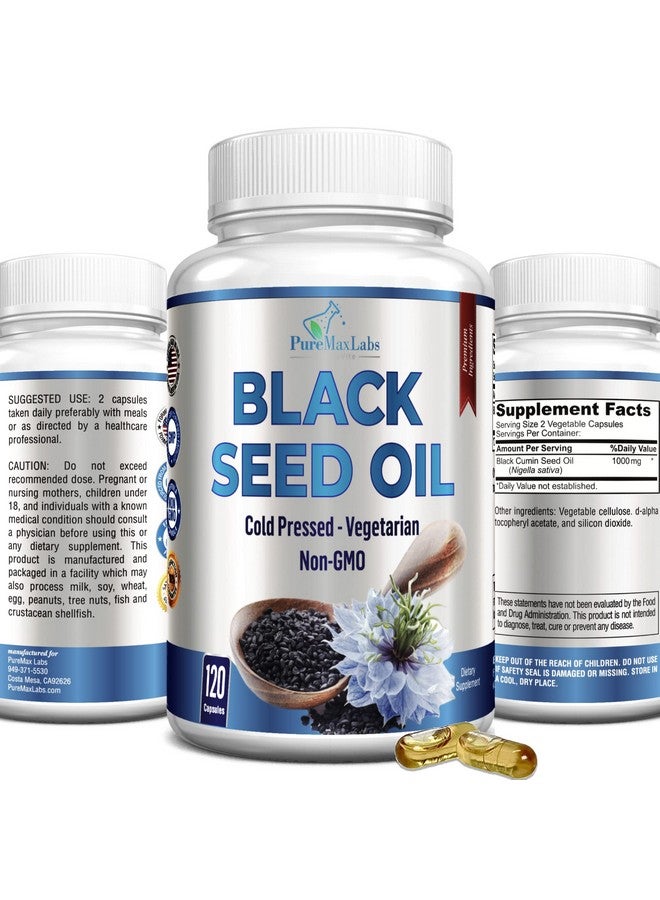 YUMMYVITE Cold Pressed Black Seed Oil 120 Capsules Premium Nigella Sativa Pure Black Cumin Seed Oil With Vitamin E For Hair Skin & Immune Health Nongmo 120 Capsules - Image 2