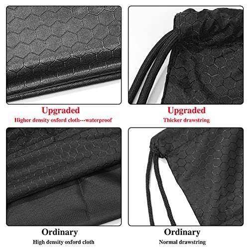 Pimoys Drawstring Backpack Bag, Waterproof Draw String Back Sack with Zip Pocket, Gym Drawstring Bags Swim Bag for Men Women (Black, Upgraded) One Size - Image 4