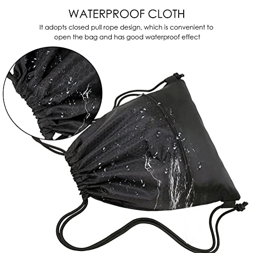 Pimoys Drawstring Backpack Bag, Waterproof Draw String Back Sack with Zip Pocket, Gym Drawstring Bags Swim Bag for Men Women (Black, Upgraded) One Size - Image 5