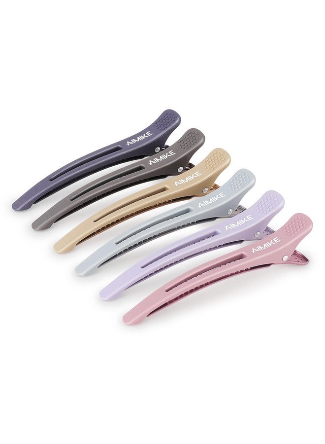 AIMIKE 6Pcs Professional Hair Clips For Styling Sectioning Antislip Notrace Duck Billed Hair Clips With Silicone Band Salon And Home Hair Cutting Clips For Hairdresser Women Men 4.3” Long - Image 1