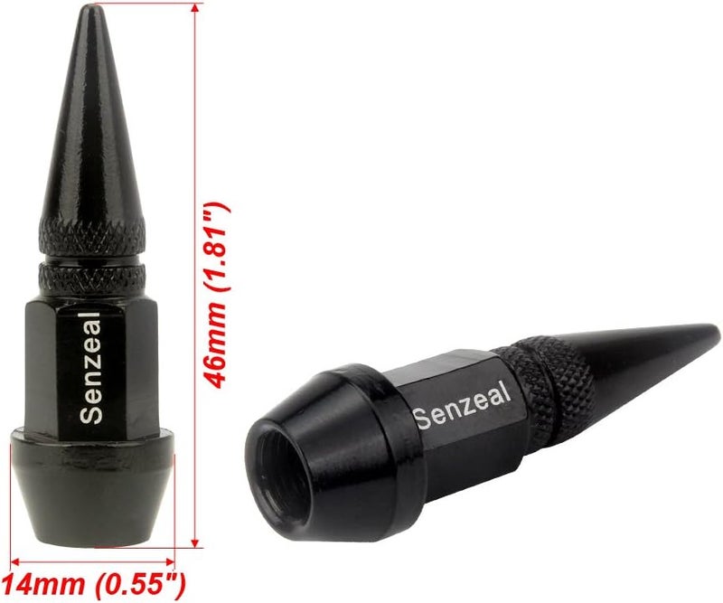 Senzeal 4X Long Impale Spike Style Polished Aluminum Tire Valve Stem Caps Black - Image 3