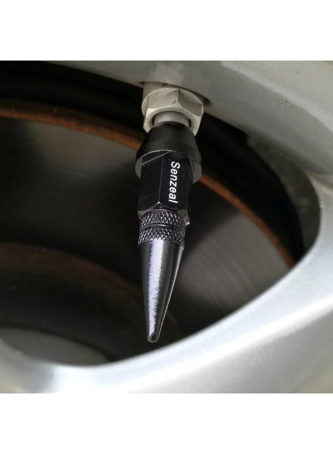 Senzeal 4X Long Impale Spike Style Polished Aluminum Tire Valve Stem Caps Black - Image 5