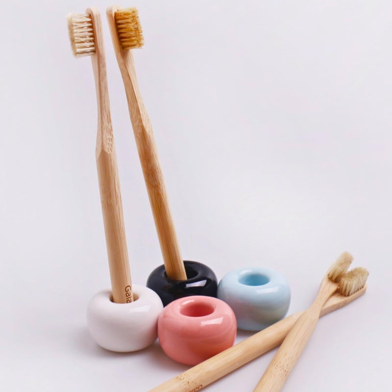 غايا غاي Natural Bristle Bamboo Toothbrush (NO Nylon - Boar Hair ONLY) - Totally Compostable u0026 Biodegradable Boar Bristle and Bamboo Toothbrushes - Zero Waste - 6-Pack - Image 3