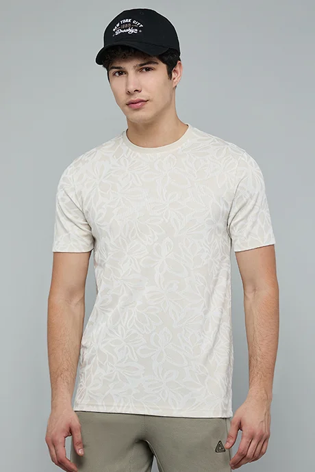 R&B Jacquard T-Shirt with Crew Neck and Short Sleeves