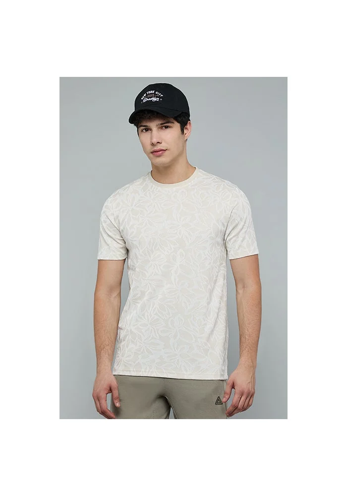 أر أند بي Jacquard T-Shirt with Crew Neck and Short Sleeves