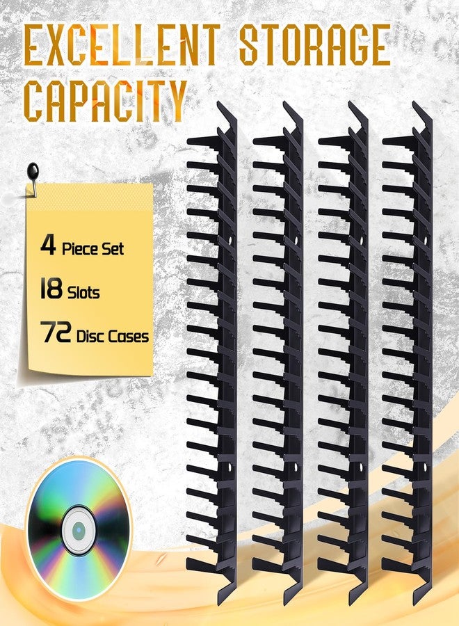 Primst 4 Pack Metal Video Game Disc Rack Tower - 72 Compartments Wall Mount Organizer Shelf for DVD & Game Disc Storage - Image 2