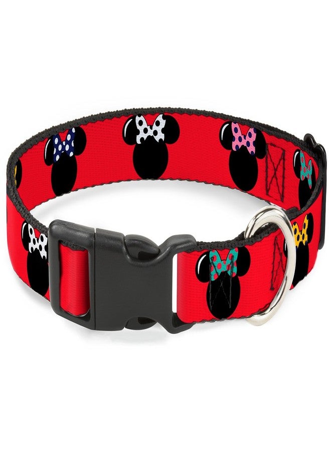Buckle Down Buckle-Down Minnie Mouse Silhouette Red/Black/Polka Dot Plastic Clip Collar, Large/15-26" - Image 1