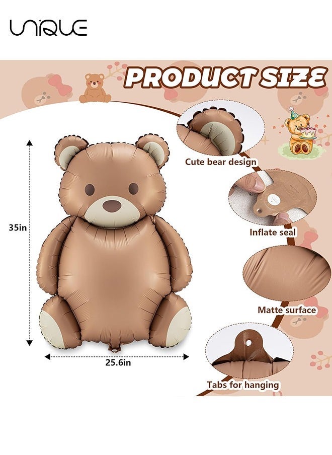 يونيك بالونات دمية دب ، 12 قطعة 35 بوصة بالونات رقائق الدب الكرتونية ، بالونات عيد ميلاد كبيرة غير لامعة لديكور المنزل ، حفلة تحت عنوان الغابة ، لوازم الديكور لاستحمام الطفل ، زينة عيد ميلاد الدب - Image 2
