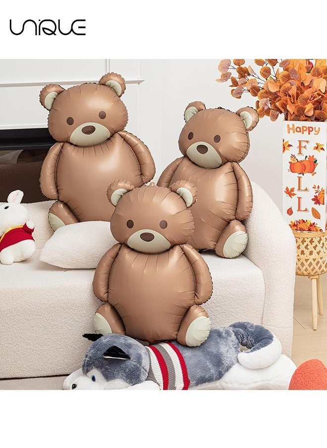 يونيك بالونات دمية دب ، 12 قطعة 35 بوصة بالونات رقائق الدب الكرتونية ، بالونات عيد ميلاد كبيرة غير لامعة لديكور المنزل ، حفلة تحت عنوان الغابة ، لوازم الديكور لاستحمام الطفل ، زينة عيد ميلاد الدب - Image 3