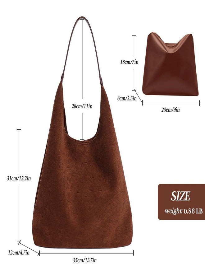 MYHOZEE Suede Tote Bag for Women - Faux Leathe Handbags Set Fashion Handle Bag Large Shoulder Purse Ladies Hobo Bag - Image 4