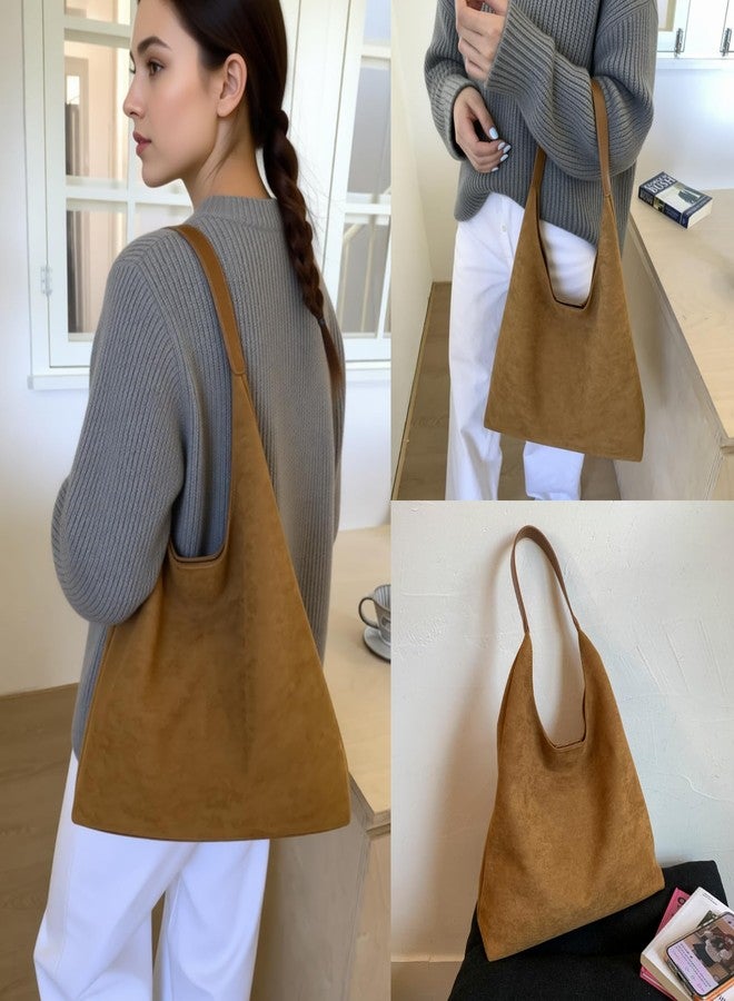 MYHOZEE Suede Tote Bag for Women - Faux Leathe Handbags Set Fashion Handle Bag Large Shoulder Purse Ladies Hobo Bag - Image 2