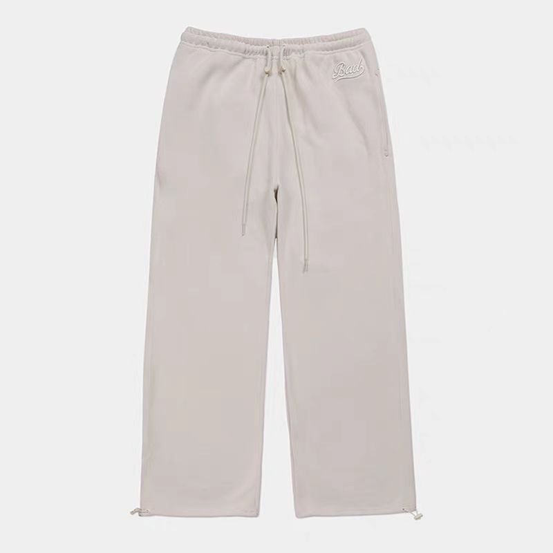 South Korea badblood Letter Embroidered Drawstring Sweat Pants Womens Loose Sports Casual Straight Pants Fashion Wide Leg Pants Milky apricot color 
