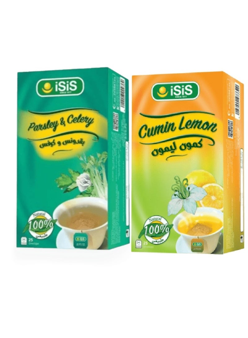 إيزيس مشروب البقدونس والكرفس ٢٥ ظرفًا ومشروب الكمون والليمون ٢٥ ظرفًا - Image 1
