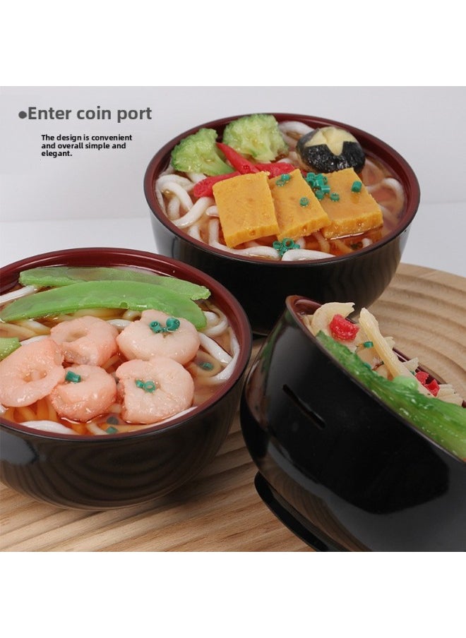 null - 1:1 Simulation Food Model Piggy Bank Simulation Japanese-style Ramen Bowl Ornaments Large Bowl Soup Noodles Udon Noodles Piggy Bank-Color:Shrimp Bean Noodles - Image 1