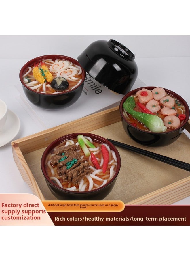 null - 1:1 Simulation Food Model Piggy Bank Simulation Japanese-style Ramen Bowl Ornaments Large Bowl Soup Noodles Udon Noodles Piggy Bank-Color:Shrimp Bean Noodles - Image 1