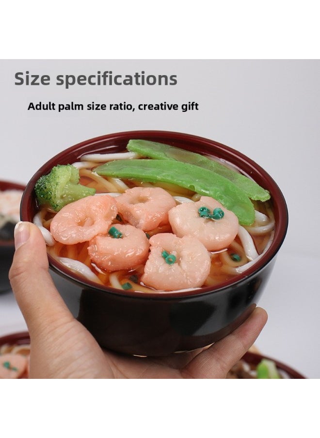 null - 1:1 Simulation Food Model Piggy Bank Simulation Japanese-style Ramen Bowl Ornaments Large Bowl Soup Noodles Udon Noodles Piggy Bank-Color:Shrimp Bean Noodles - Image 1