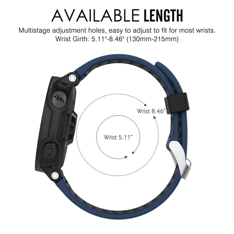 MoKo Watch Band Compatible with Garmin Forerunner 235, Soft Silicone Replacement Watch Band fit Garmin Forerunner 235/235 Lite/220/230/620/630/735XT/Approach S20/S6/S5 - Midnight Blue & Black - Image 5