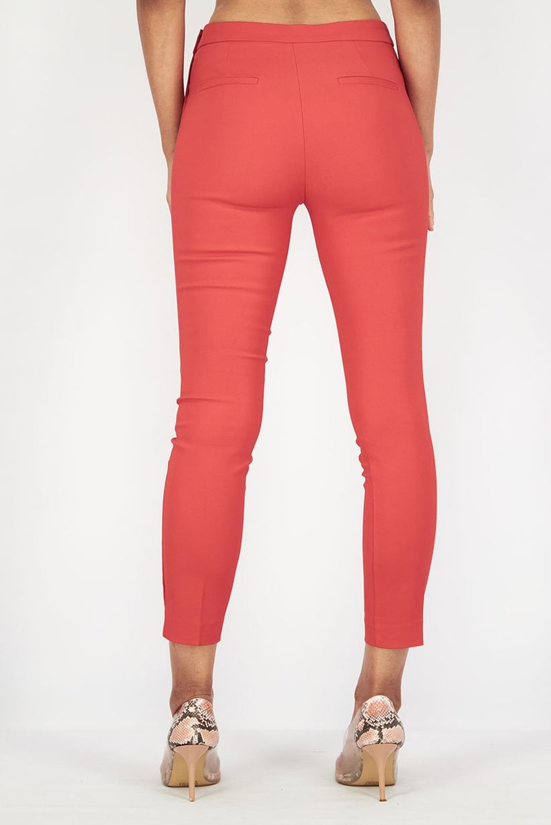 Stradivarius Women Regular Fit Solid Pants, Red - Image 4