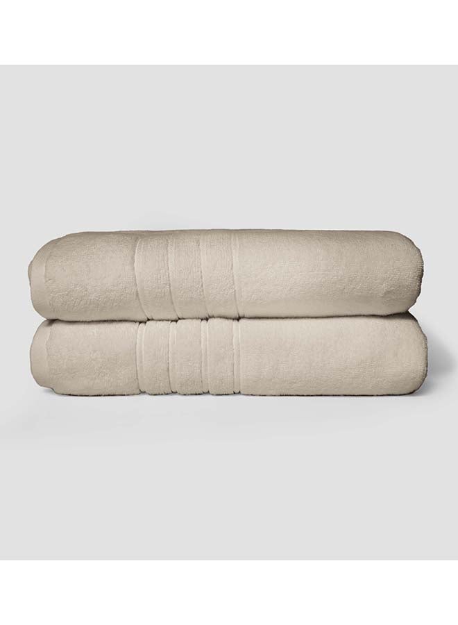 La'Marvel 2 Pieces Bath / Sheet / Pool Towel by La'Marvel, Cream 600 GSM 100% Cotton Plux Towels  - Image 1