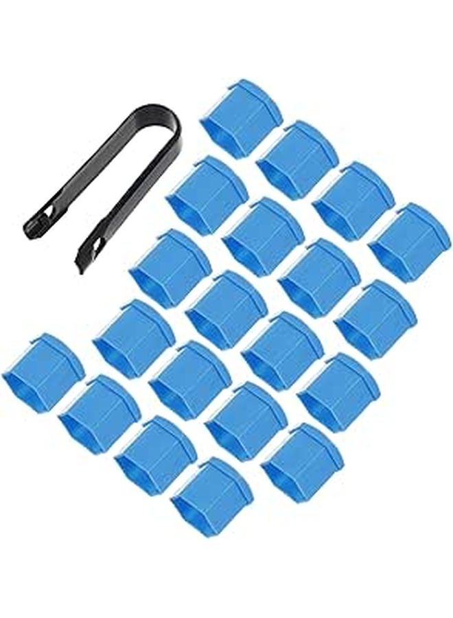 Universal 19mm Blue Wheel Lug Nut Covers 20pcs with Black Clip Tire Valve Stem Protectors - Image 1
