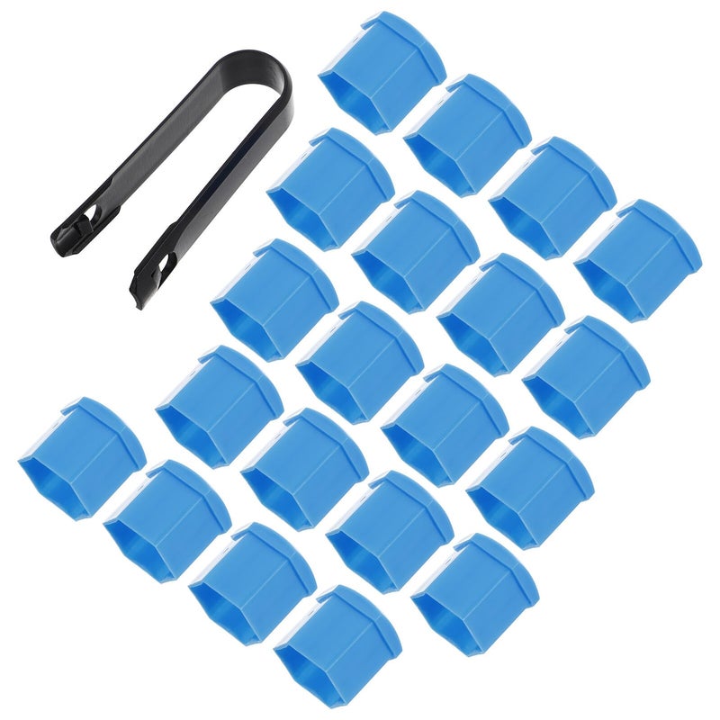 Universal 19mm Blue Wheel Lug Nut Covers 20pcs with Black Clip Tire Valve Stem Protectors - Image 2