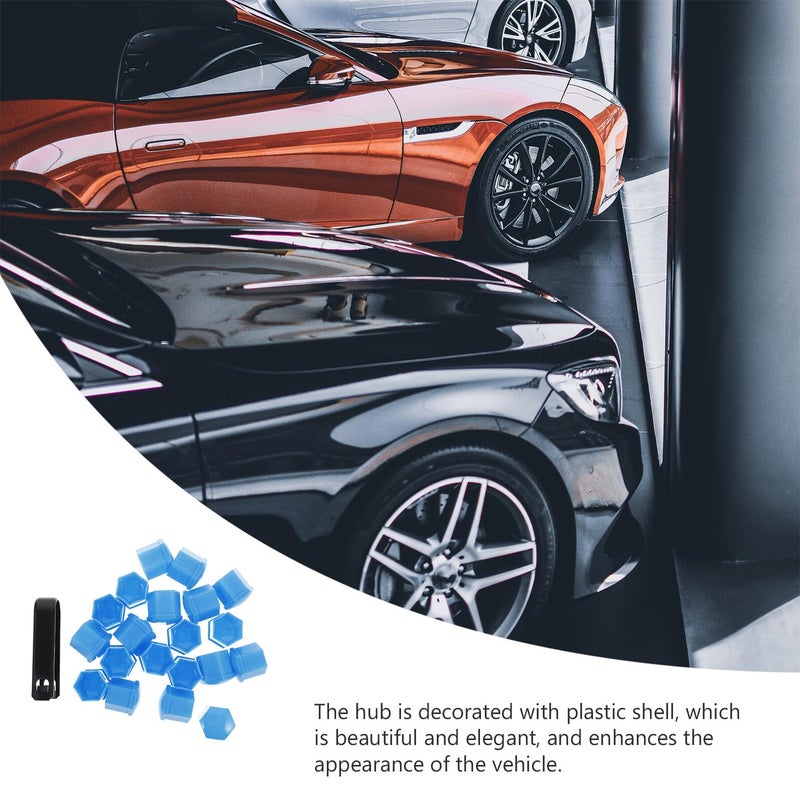 Universal 19mm Blue Wheel Lug Nut Covers 20pcs with Black Clip Tire Valve Stem Protectors - Image 5