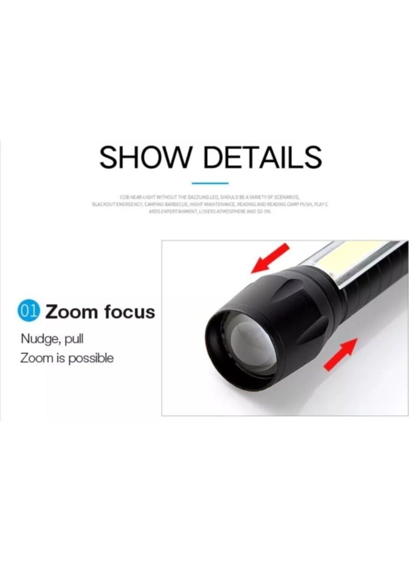 Panther PT-4140 Super Bright Cob Zoom LED Flashlight USB Rechargeable 3 Modes Rechargeable 3 Watt 600 Lumen  - Image 5