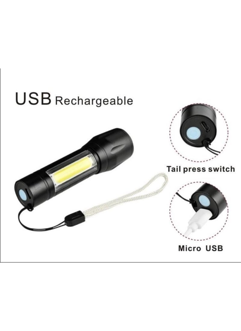 Panther PT-4140 Super Bright Cob Zoom LED Flashlight USB Rechargeable 3 Modes Rechargeable 3 Watt 600 Lumen  - Image 4