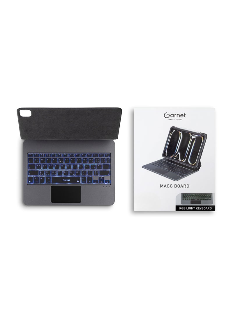 GARNET - iPad 13Pro(2024) Wireless Keyboard Black Arabic English Layout Compact MAGG BOARD - Image 1