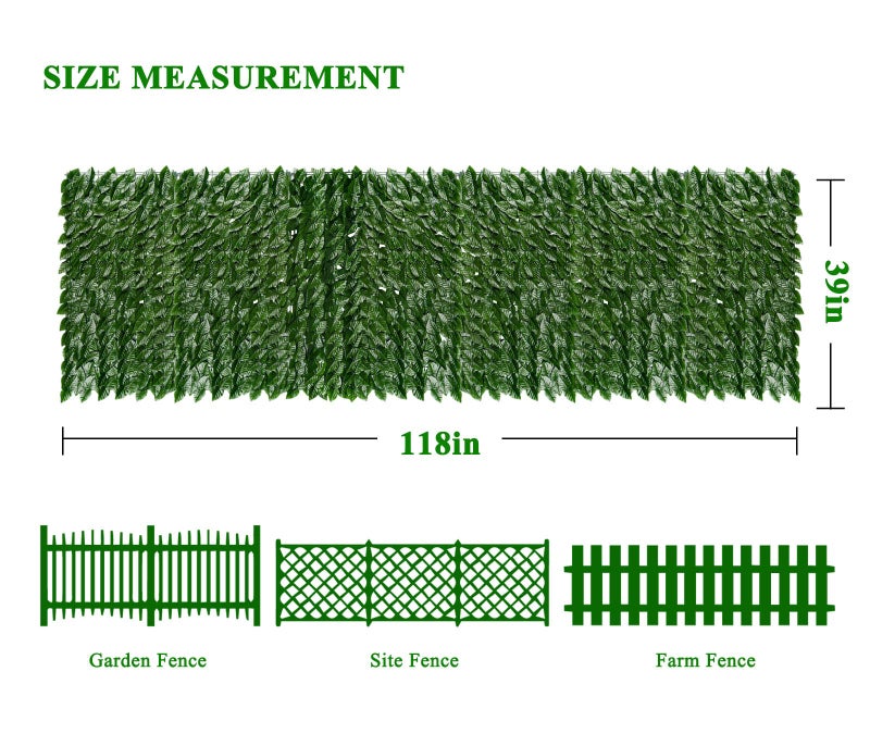 iCover Artificial Ivy Privacy Screen for Fence, 39x118in Strengthened Joint Prevent Leaves Falling Off, Faux Hedge Panels Greenery Vines, Decorative Fences for Outdoor, Garden - Image 2