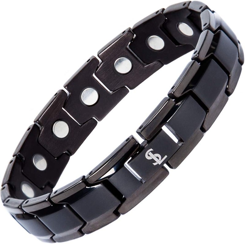 Smarter LifeStyle Smarter LifeStyle Elegant Titanium Magnetic Bracelet for Men and Women- Adjustable Bracelet Length with Sizing Tool for Perfect Fit, Women Mens Bracelet (Black) 