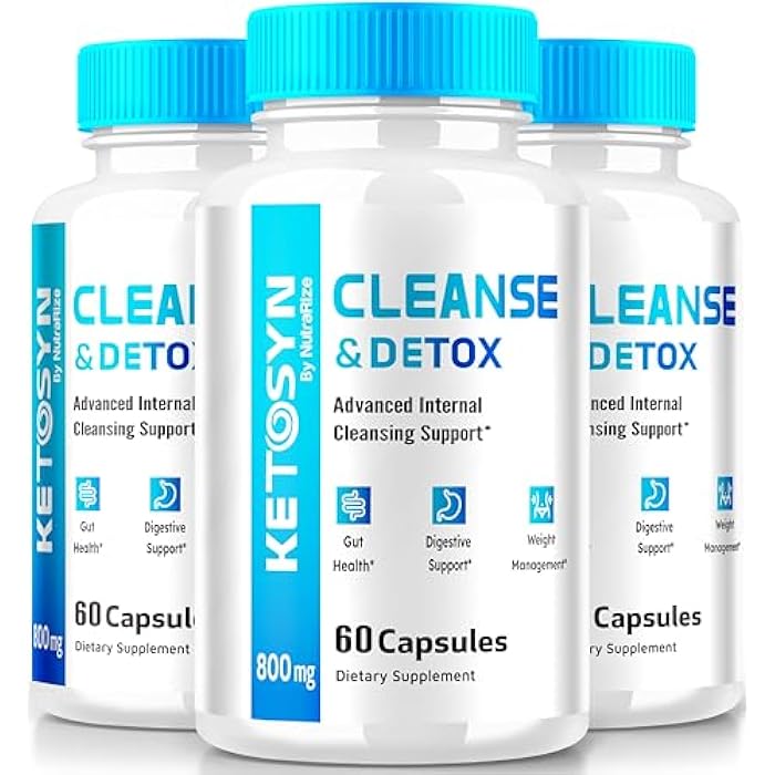 NutraRize (3 Pack) Ketosyn Cleanse & Detox Capsules, Ketosyn Pills for Advanced Weight Loss, Maximum Strength Keto Blend Support Supplement, Keto Syn Internal Cleansing Pastillas Reviews (180 Capsules) - Image 1