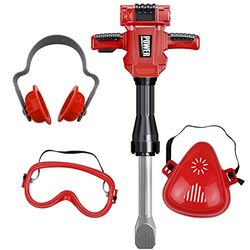 TeganPlay Kids Jackhammer Toy Drill Toddler Construction Tools and Equipments Includes Mask Safety Goggles and Earmuffs - Image 1