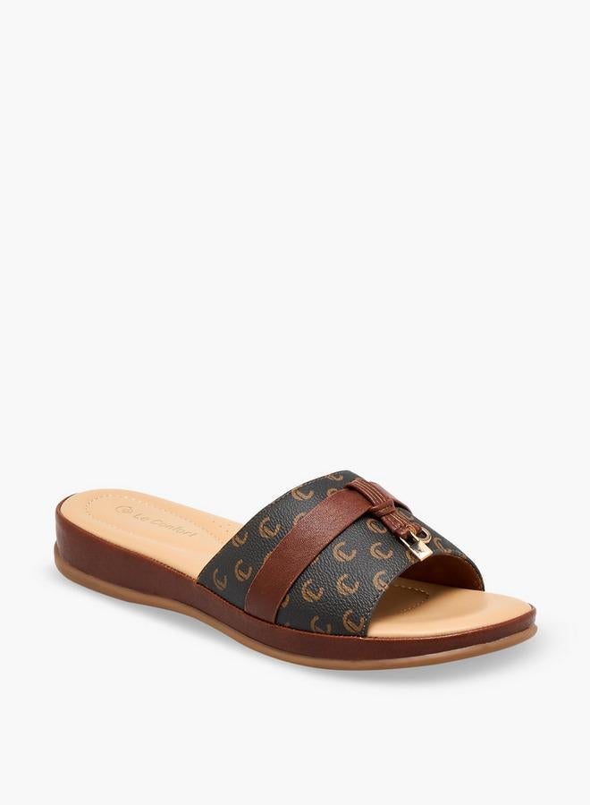 Le Confort Women Monogram Print Slip-On Sandals - Image 2