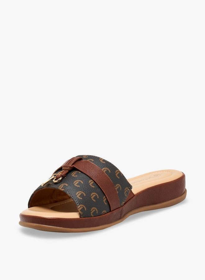 Le Confort Women Monogram Print Slip-On Sandals - Image 4