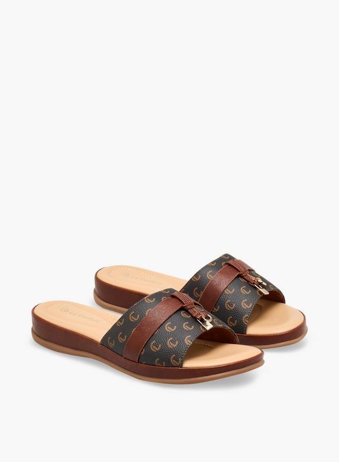 Le Confort Women Monogram Print Slip-On Sandals - Image 3