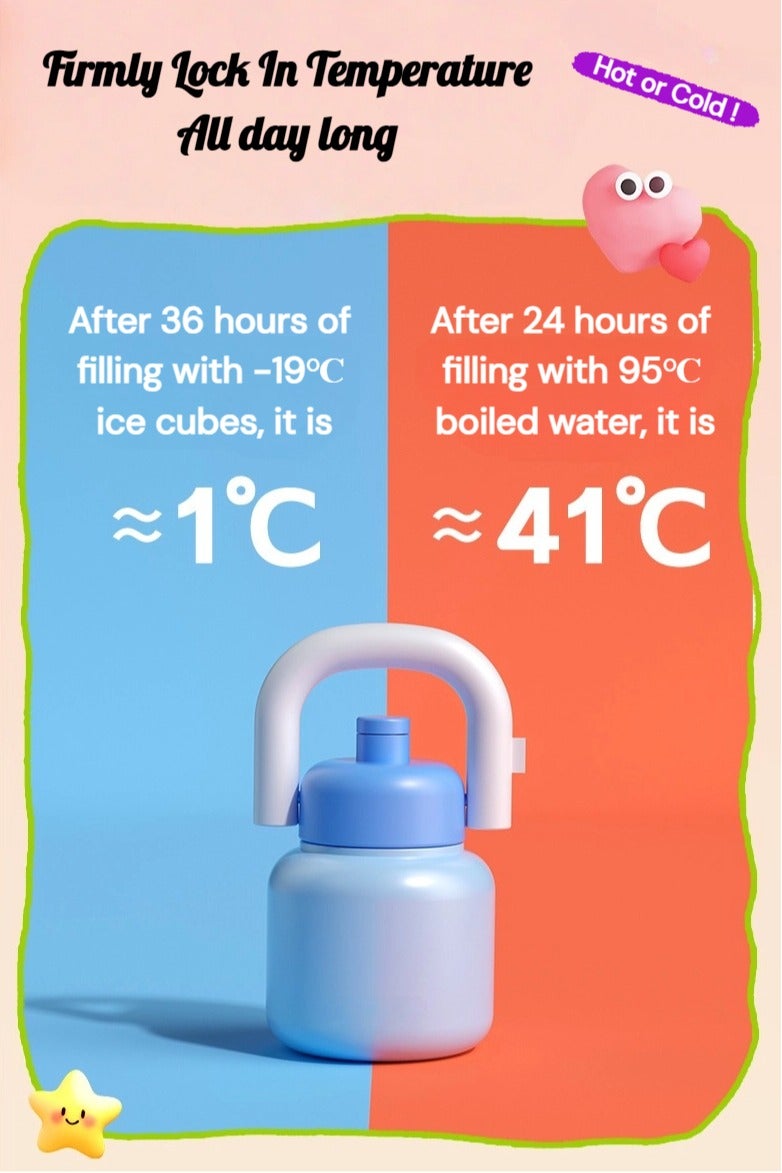 Paraphrase 1000ml Large Capacity Portable Vacuum Insulated Stainless Steel Thermo Bottle with Crossbody Strap for Water, Cofee, Tea, Juice | Keeps Drinks Hot & Cold All Day | Blue+White - Image 4