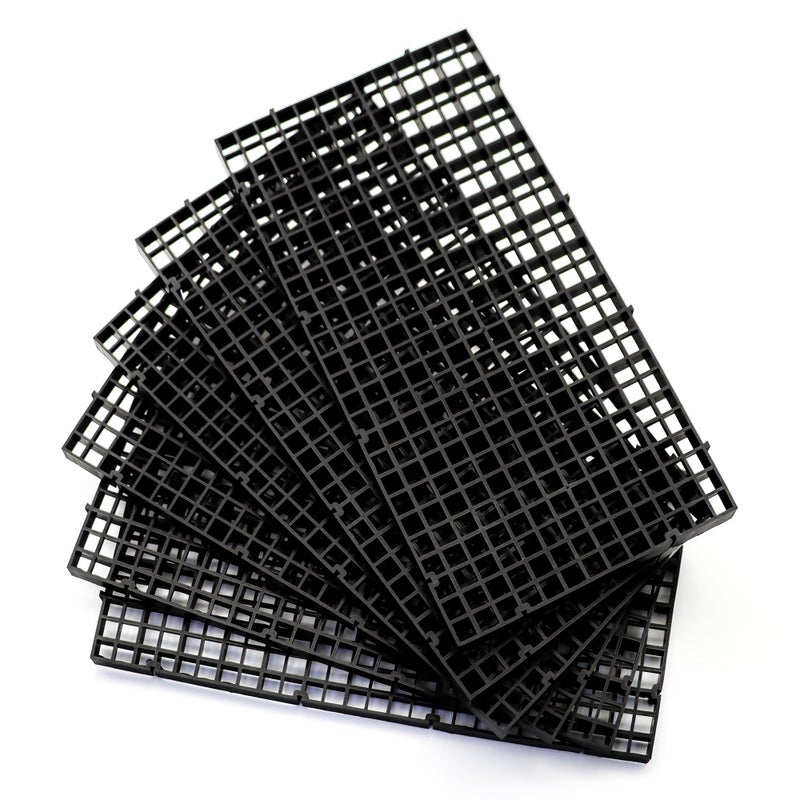 ALEGI Aquarium Fish Tank Divider Plastic Egg Crate Aquarium Filter Bottom Tray Plastic Grid (S 6pcs Black) - Image 1