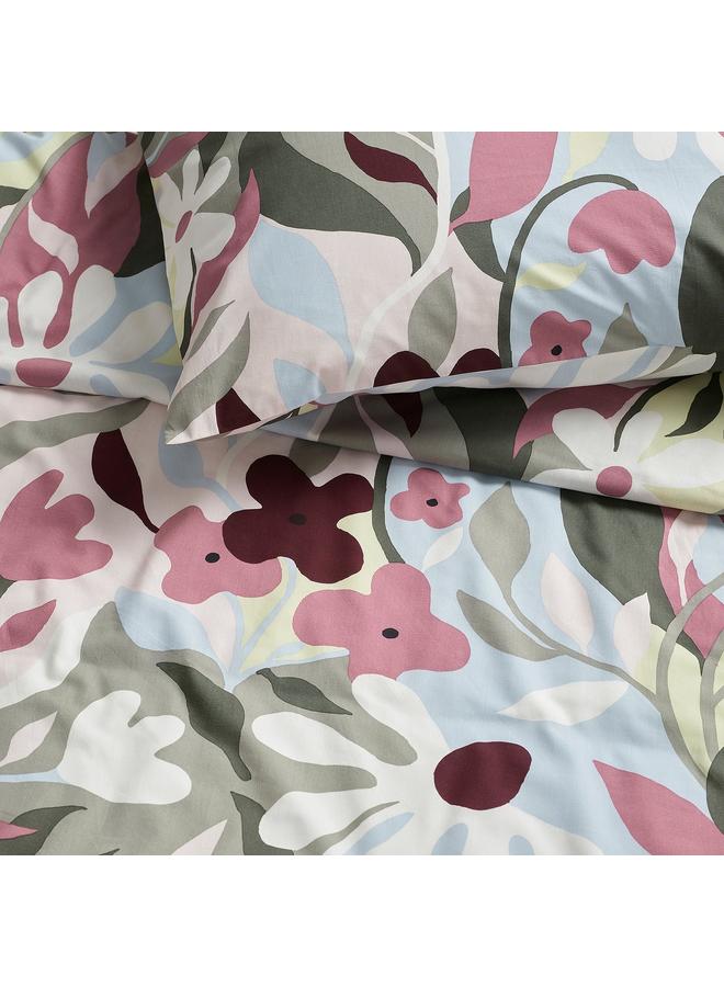 erorex Duvet cover and 2 pillowcases, multicolour/floral pattern, 240x220/50x80 cm - Image 2