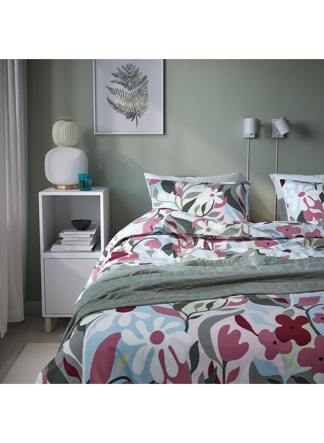 erorex Duvet cover and 2 pillowcases, multicolour/floral pattern, 240x220/50x80 cm - Image 3