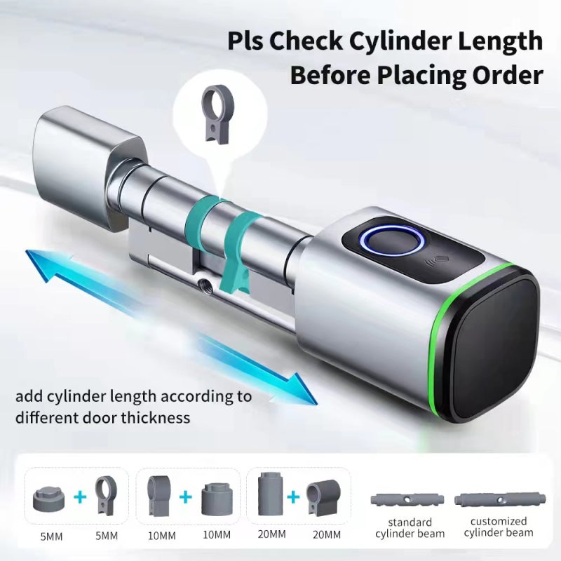 Fingerprint Door Lock 40Mm+30Mm Silver: Multiple Unlock Methods - Remote Unlock Sensitive Recognition Fingerprint Lock for Home Family, Elderly, Kids - Image 2
