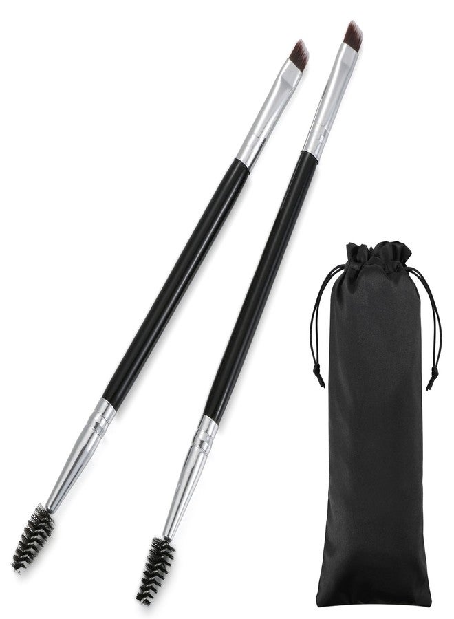 Vtrem Duo Eyebrow Brush 2 Pack Professional Angled Eye Brow Eyeliner and Spoolie Brushes Double Head Makeup Brow Definer Apply for Brow Powders Waxes Gels and Blends - Image 1