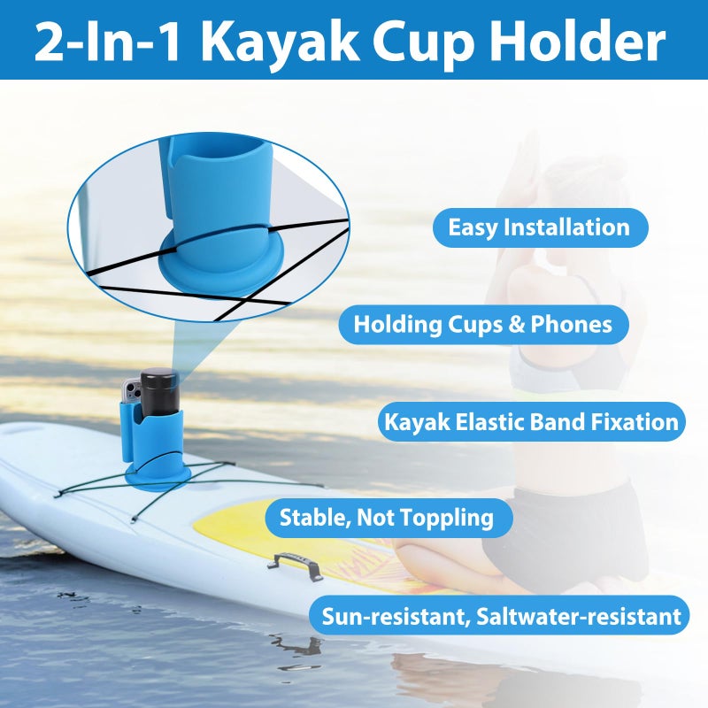 ANGAR Paddleboard Cup Holder, Paddle Board and Kayak Drink Holder, 2-in-1 Drink & Phone Holder, Paddleboard Accessory for Surfboards, Canoes, SUPs, Kayaks, Boats (Blue) - Image 2