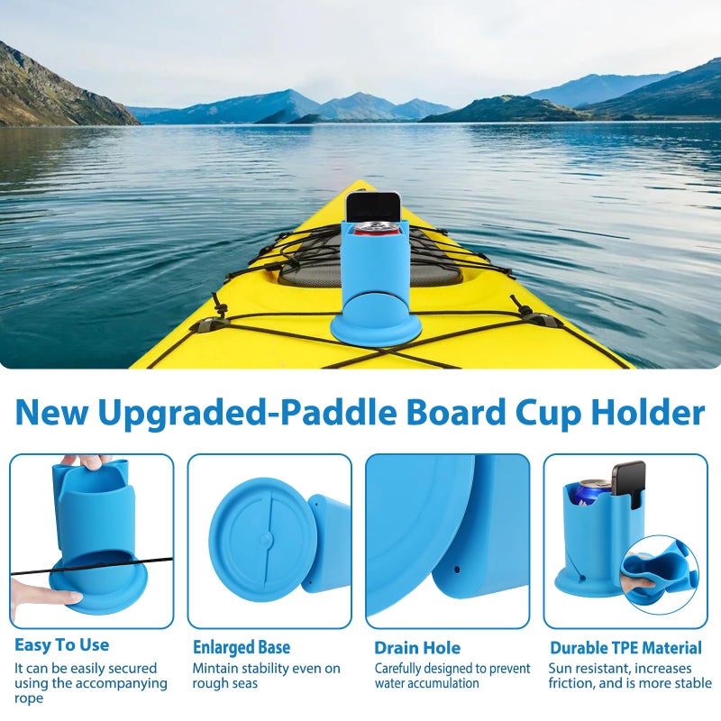 ANGAR Paddleboard Cup Holder, Paddle Board and Kayak Drink Holder, 2-in-1 Drink & Phone Holder, Paddleboard Accessory for Surfboards, Canoes, SUPs, Kayaks, Boats (Blue) - Image 4